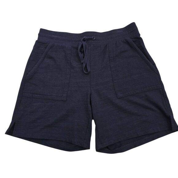 T by Talbots French Terry Shorts Womens Small Navy Blue Drawstring Stretch Pocke - Picture 1 of 7